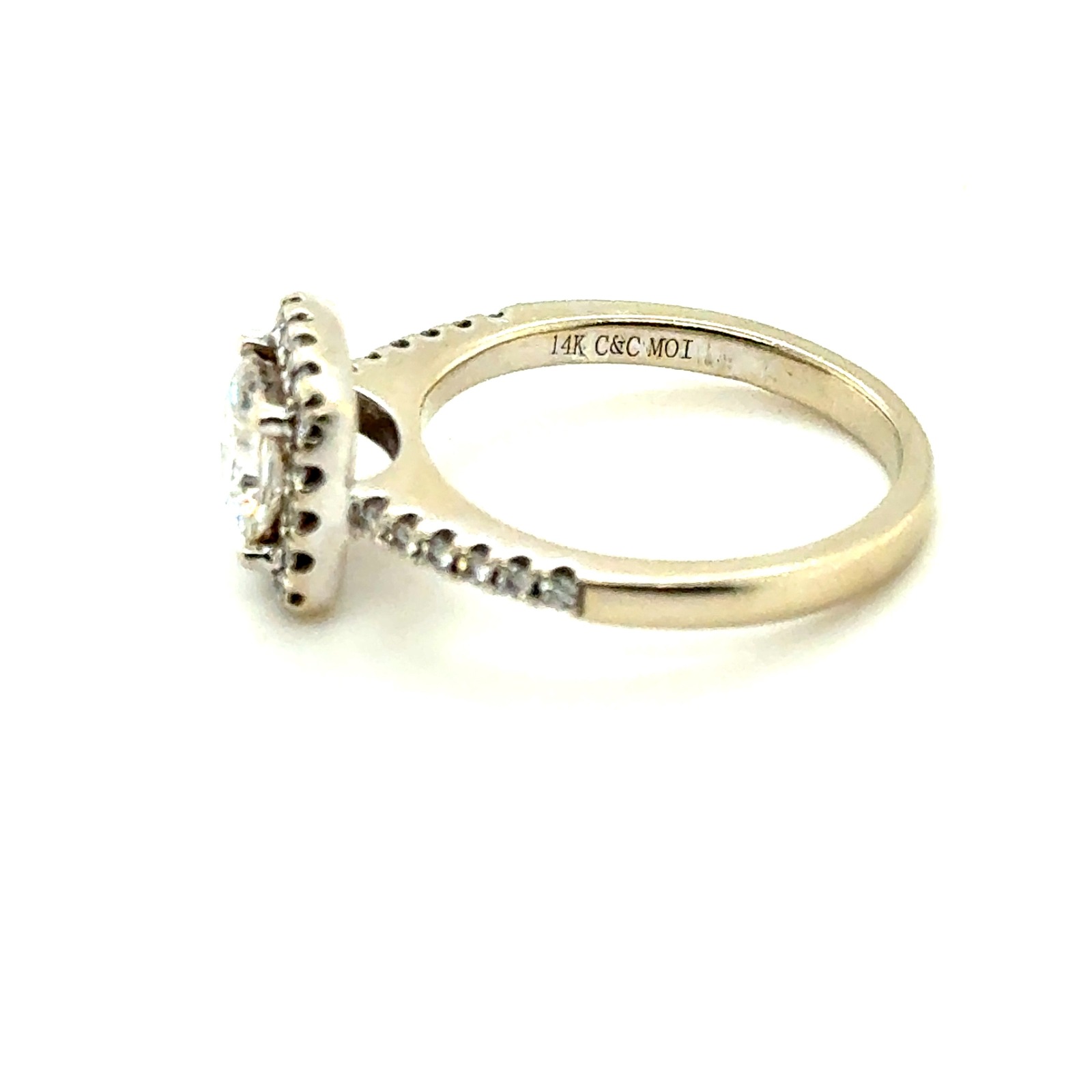 Charles & Colvard 14k White Gold Moissanite Diamond Halo Ring Size 6 3.6g — image 2 of 8